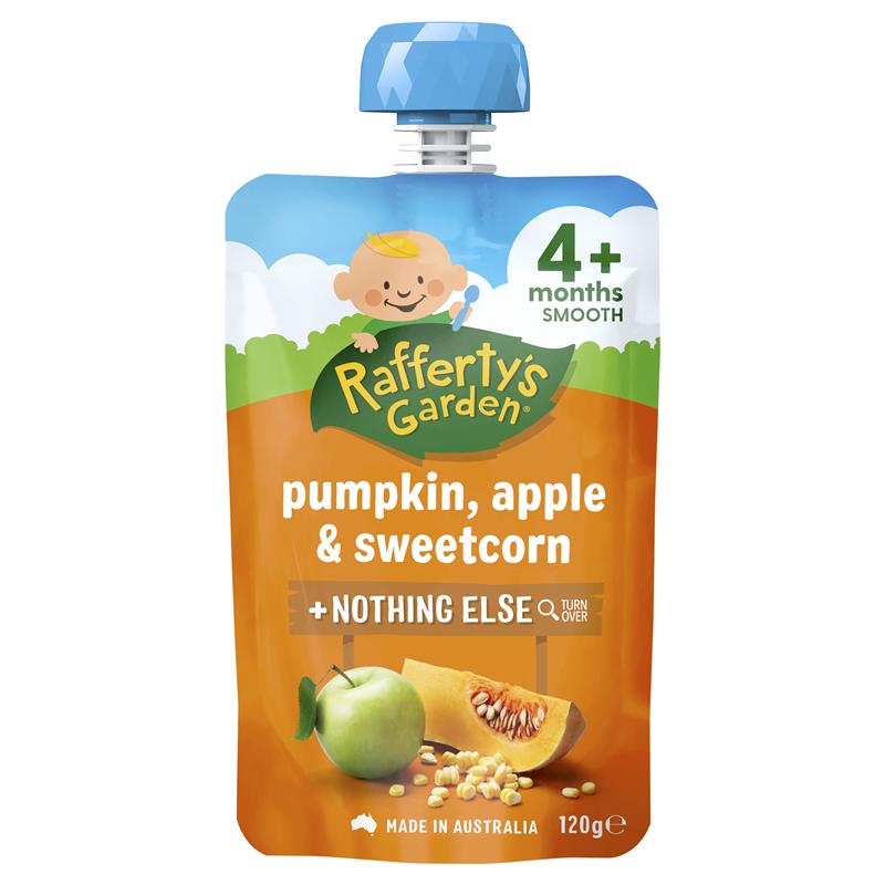 Rafferty's Garden Baby Food Pouch Pumpkin, Apple & Sweetcorn 4+ Months 120g