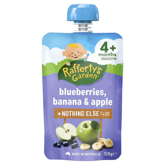 Rafferty's Garden Baby Food Pouch Blueberries, Banana & Apple 4+ Months 120g