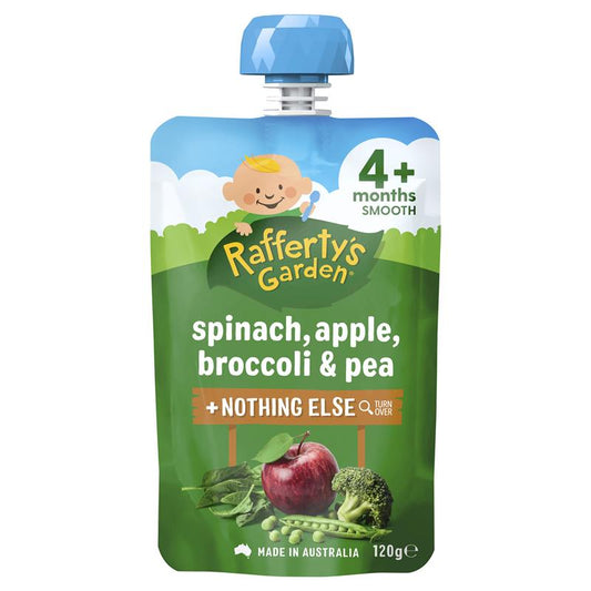 Rafferty's Garden Baby Food Pouch Spinach, Apple , Broccoli & Pea 4+ Months 120g