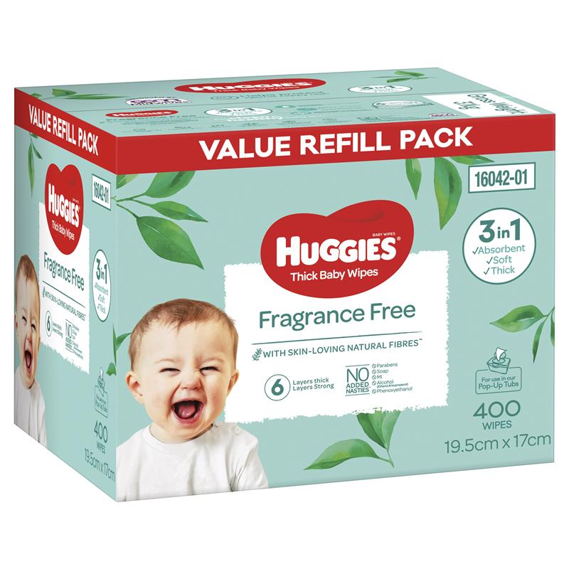 Huggies Fragrance Free Wipes 400 Pack