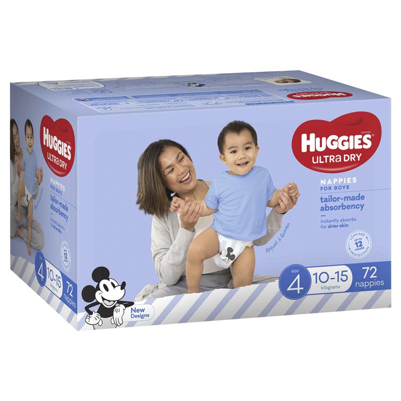 Huggies Ultra Dry Nappies Boy Size 4 Jumbo 72 Count