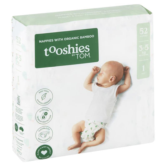 Tooshies by TOM Nappies Size 1 Newborn 52 Pack