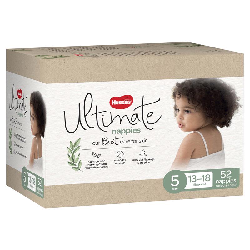 Huggies Ultimate Nappies Size 5 13-18kg Jumbo 52 Count