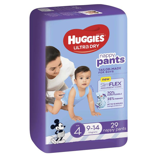 Huggies Ultra Dry Nappy Pants Size 4 9-14kg Boy 29 Count