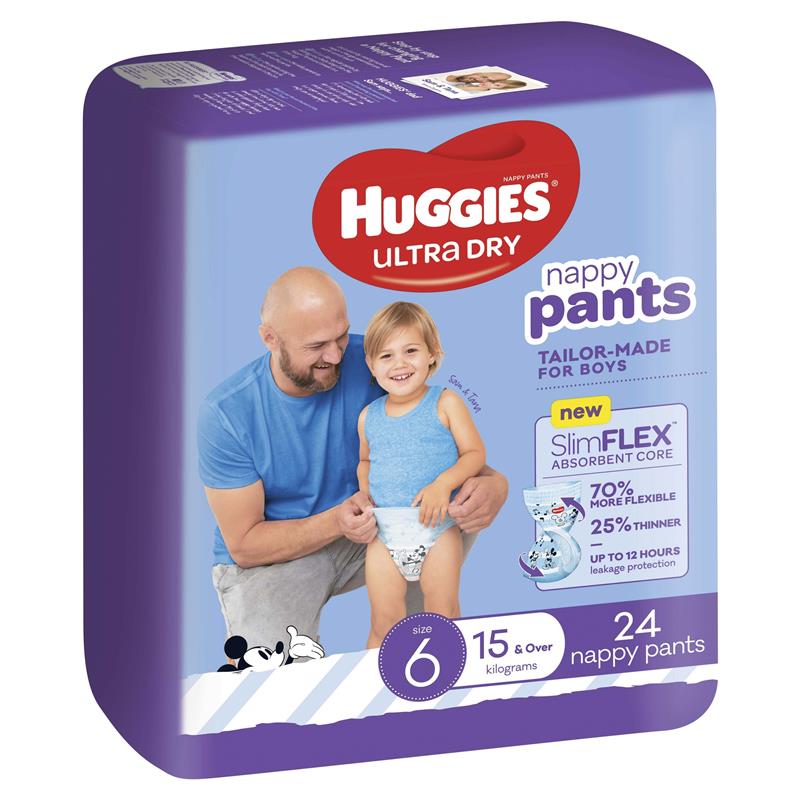 Huggies Ultra Dry Nappy Pants Size 6 15kg & Over Boy 24 Count