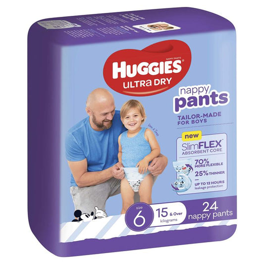 Huggies Ultra Dry Nappy Pants Size 6 15kg & Over Boy 24 Count