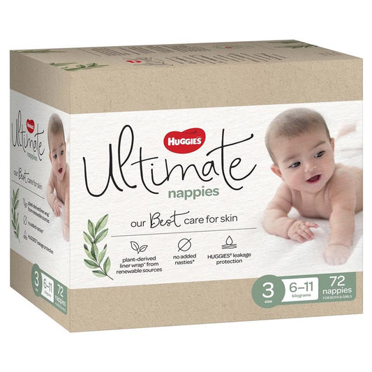 Huggies Ultimate Nappies Size 3 6-11kg Jumbo 72 Count