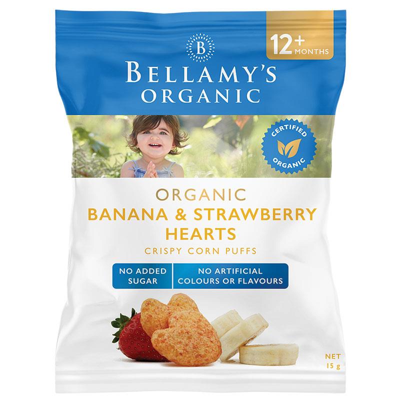 Bellamy's Organic Banana & Strawberry Hearts 15g 12m+