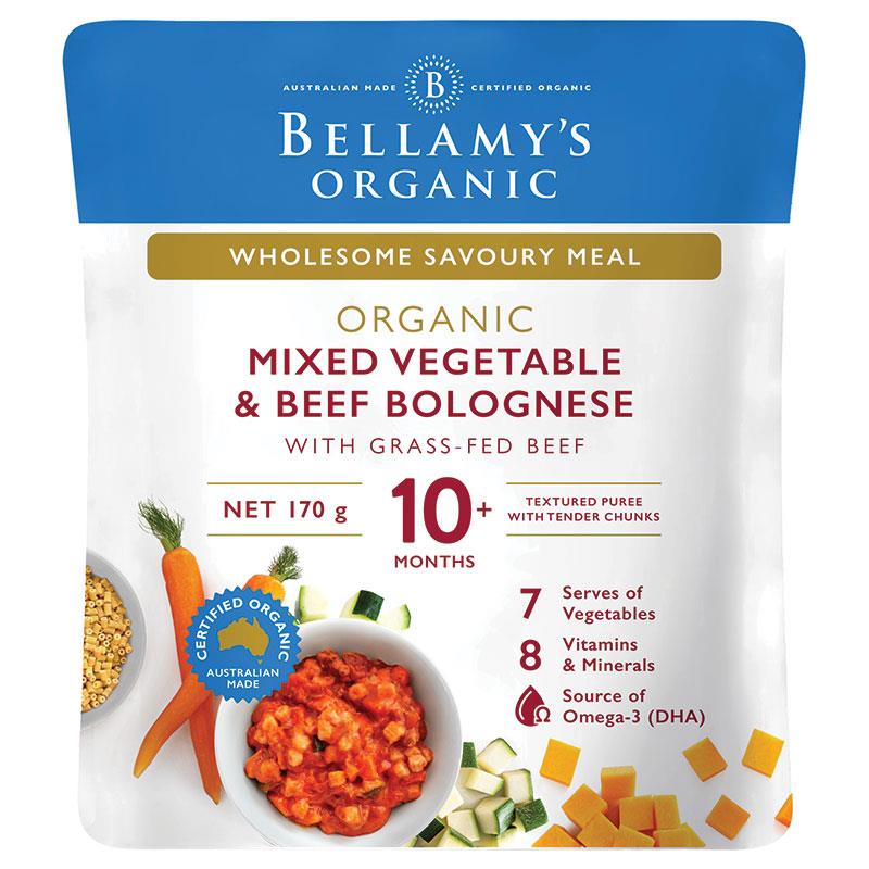 Bellamys Organic Mixed Vegetable & Beef Bolognese 170g