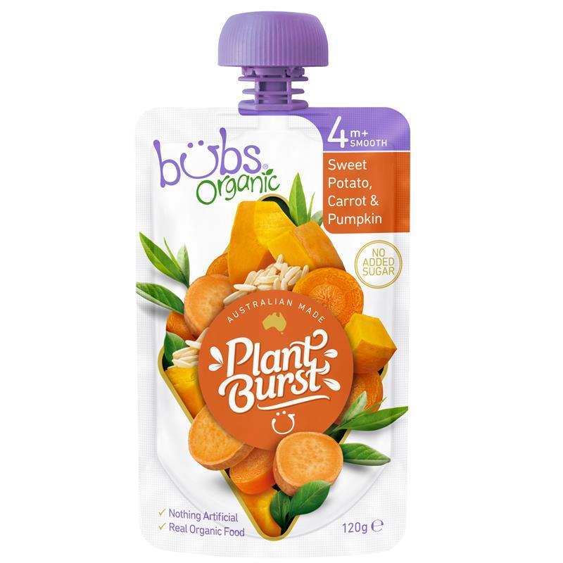 Bubs Organic Sweet Potato Carrot & Pumpkin 4 Months+ 120g