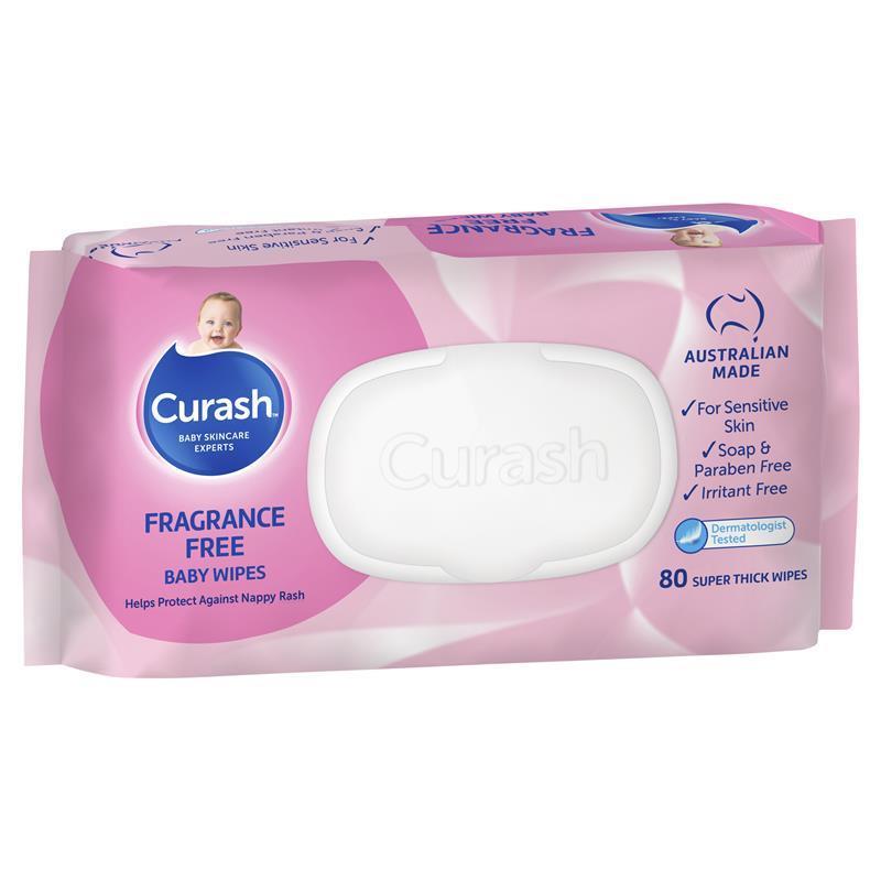 Curash Babycare Fragrance Free Wipes 80