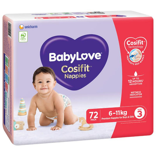 BabyLove Cosifit Jumbo Nappies Crawler 72 Count