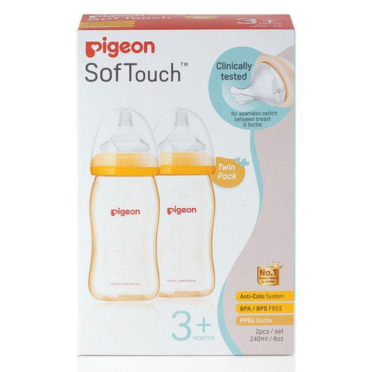 Pigeon SofTouch Peristaltic Plus PPSU Bottle 240ml Twin Pack