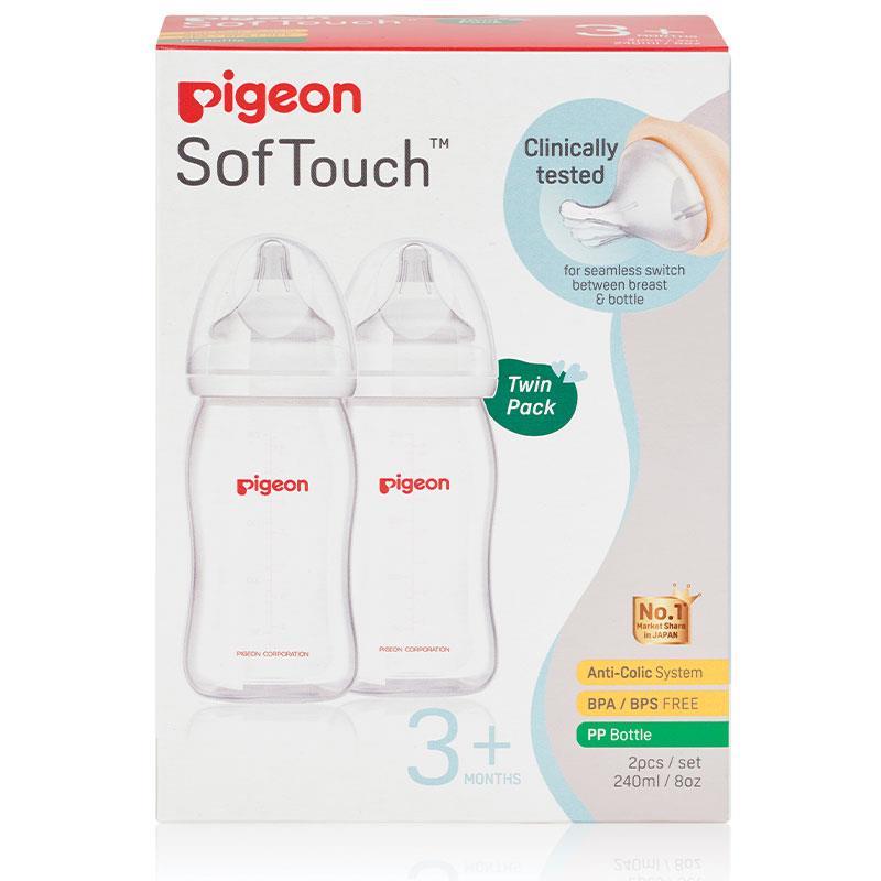 Pigeon SofTouch Peristaltic Plus PP Bottle 240ml Twin Pack