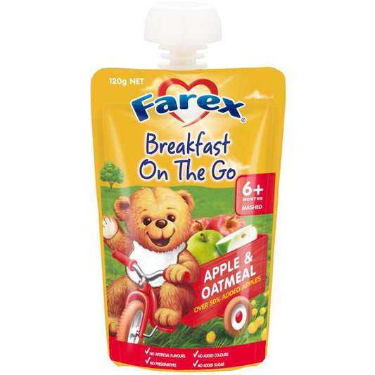 Farex Breakfast On The Go Apple & Oatmeal 6 months+ 120g Pouch