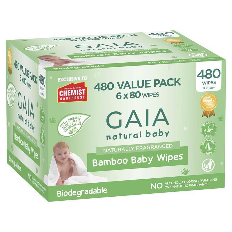 Gaia Natural Baby Bamboo Wipes 480