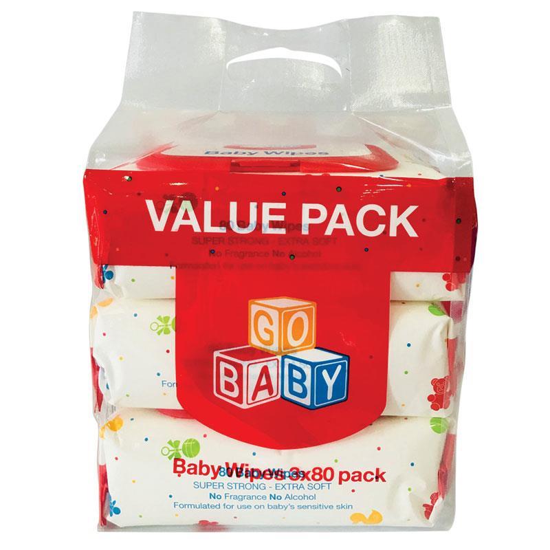 Go Baby Wipes 3x80 Pack