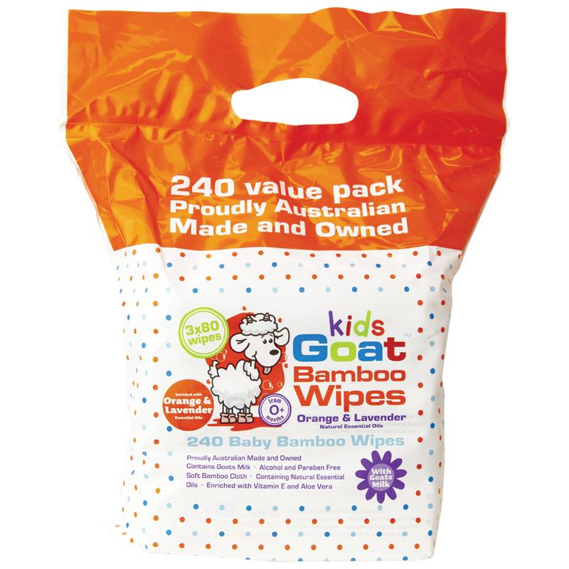 Goat Kids Bamboo Wipes Orange & Lavender 240 Pack