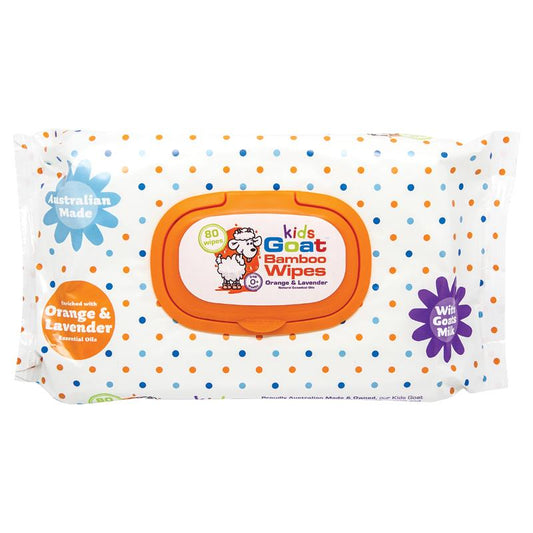 Goat Kids Bamboo Wipes Orange & Lavender 80 Pack