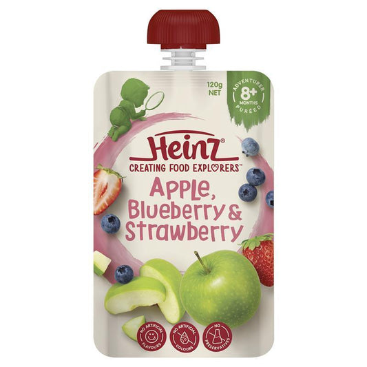 Heinz Apple Blueberry & Strawberry Pouch 120g 8m+