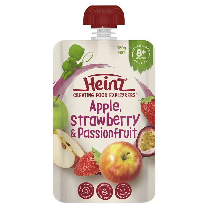 Heinz Apple Strawberry & Passionfruit Pouch 120g 8m+