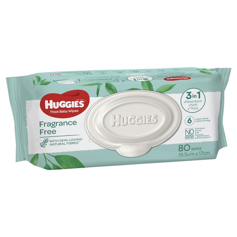 Huggies Baby Wipes Unscented 80 Refill