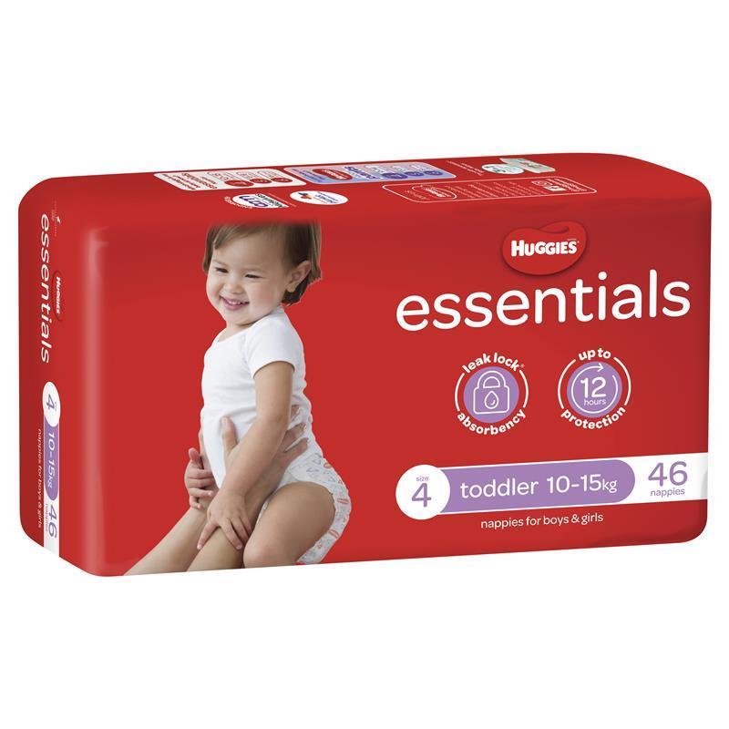 Huggies Essentials Size 4 10-15kg 46 Nappies