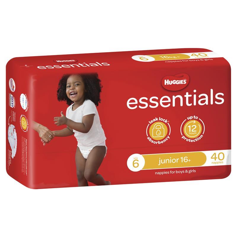 Huggies Essentials Size 6 16kg & Over 40 Nappies