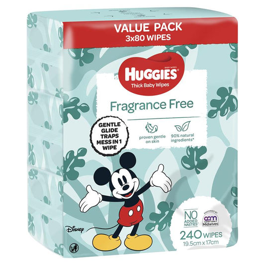 Huggies Fragrance Free 3x80 Wipes