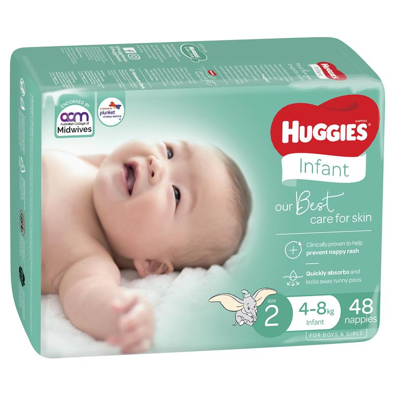 Huggies Ultimate Nappies Size 2 Infant 4-8kg Bulk 48 Pack