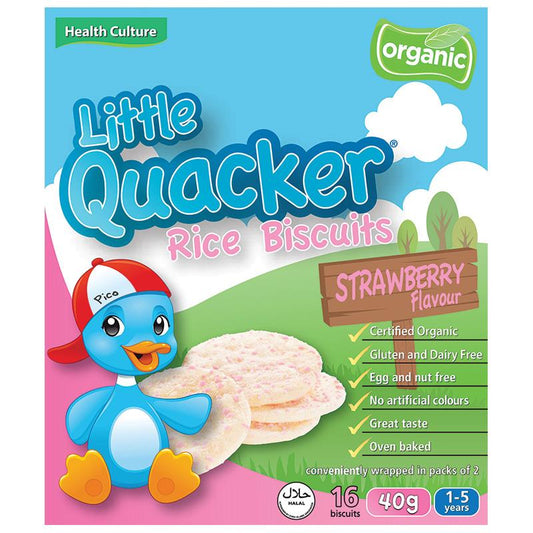 Little Quacker Rice Biscuits Strawberry Flavour 40g