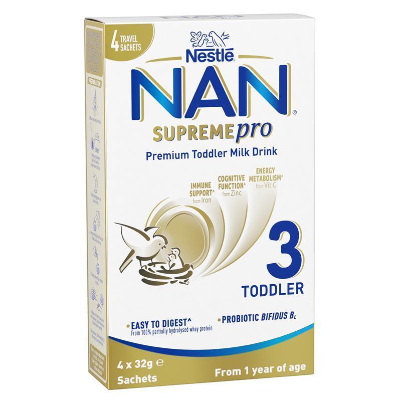 NAN SUPREMEpro 3 Premium Toddler 1+ Years Milk Drink Powder Sachets 4 x 32g