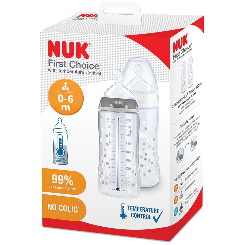 Nuk First Choice+ Temperature Control 300ml 0-6 Months Twin Pack