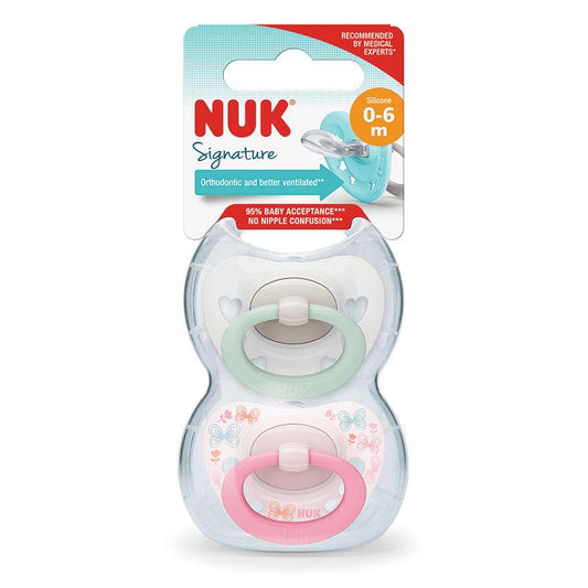 Nuk Signature Soother Silicone 0-6 Months 2 Pack