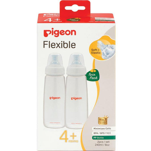 Pigeon Flexible Peristaltic PP Bottle 240ml Twin Pack