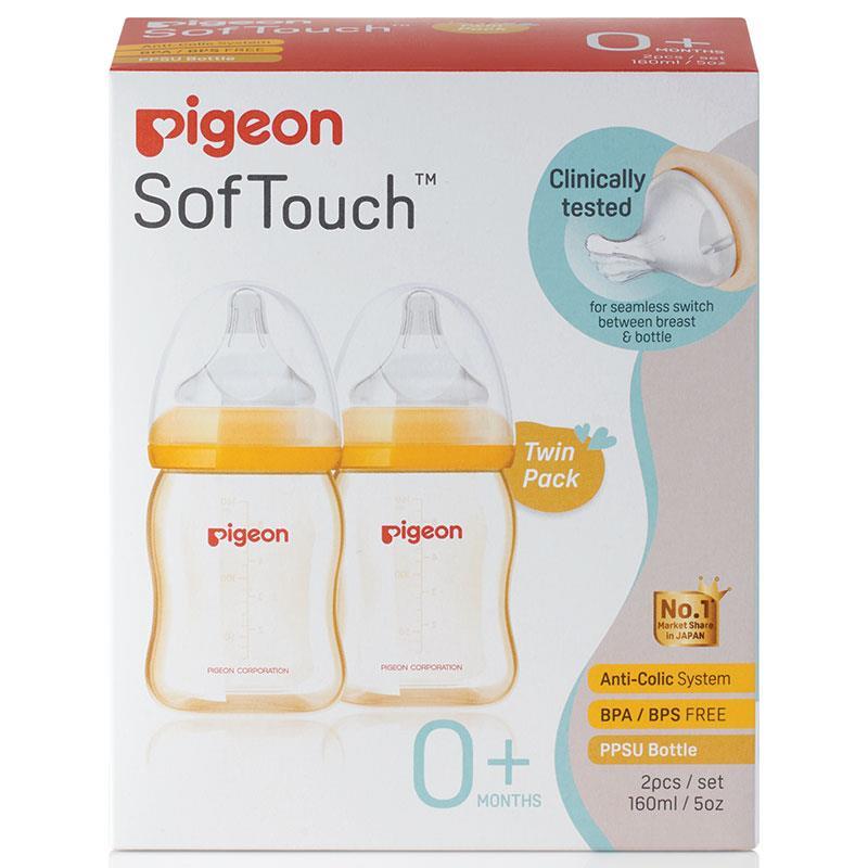 Pigeon SofTouch Peristaltic Plus PPSU Bottle 160ml Twin Pack