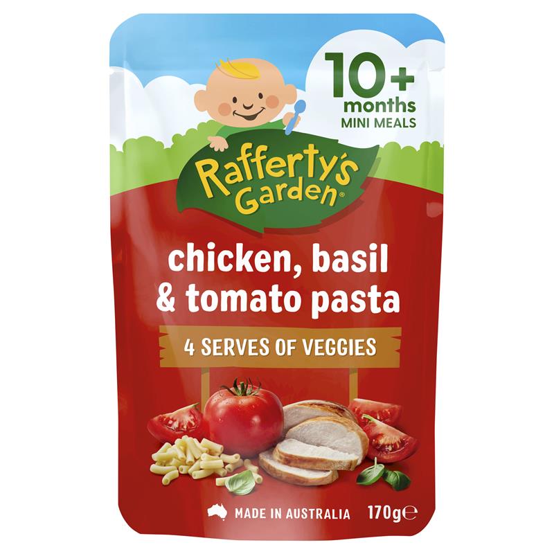 Raffertys Garden 10+ Months Chicken Basil & Tomato Pasta 170g