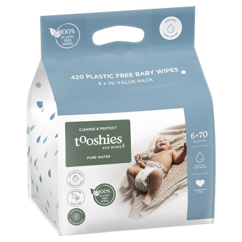 Tooshies Eco Wipes Pure Water 6 x 70 Pack