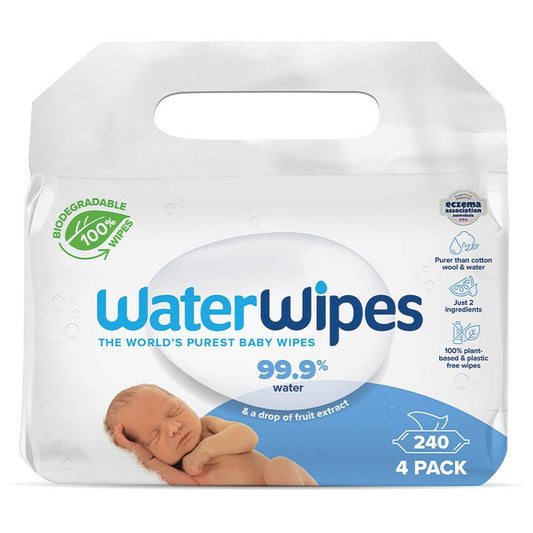 WaterWipes Biodegradable Baby Wipes 4x 60 Pack