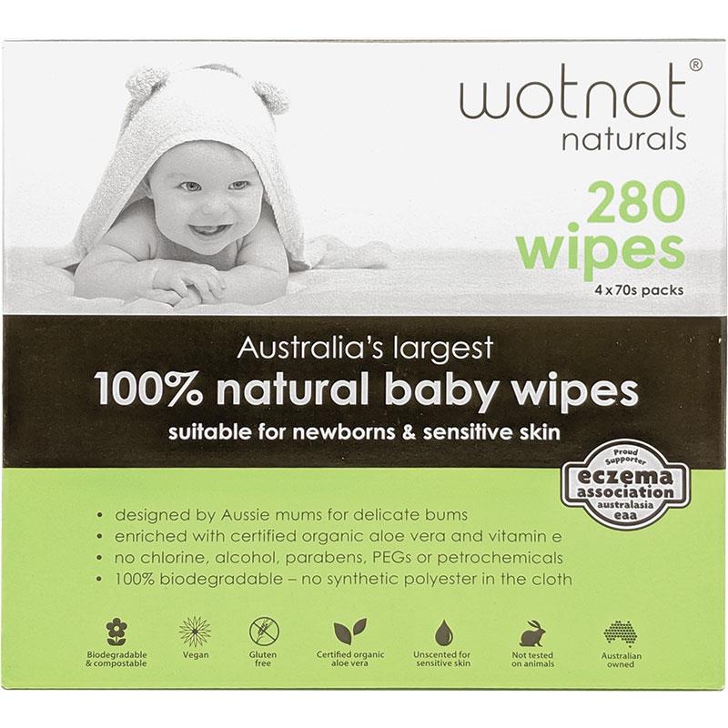 Wotnot All Natural Baby Wipes 4x70 Pack